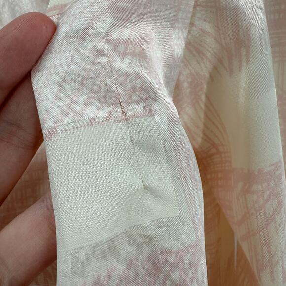 Vintage Lloyd Williams Pink & Cream Satin Button Front Career Blouse Size 4 FLAW - Picture 6 of 15